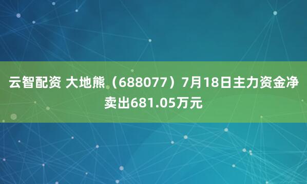 云智配资 大地熊（688077）7月18日主力资金净卖出681.05万元